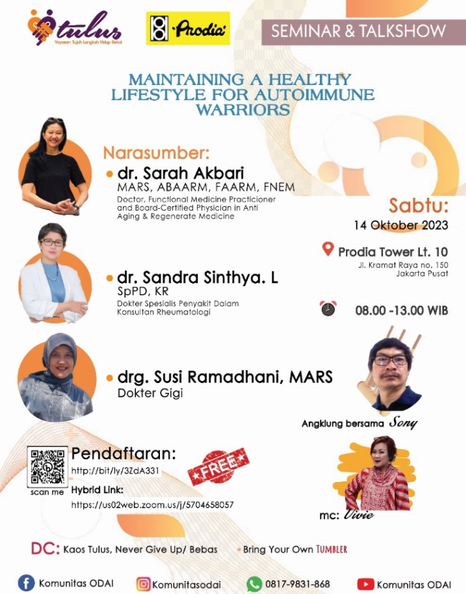 Penyintas Autoimun, Gaya Hidup Sehat, Kesehatan Tubuh, Yayasan Tulus, Prodia, Seminar Kesehatan